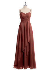 Spaghetti Bretelle Cœur Mousseline Robes terracotta Grande Taille