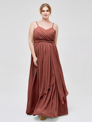Spaghetti Bretelle Cœur Mousseline Robes terracotta Grande Taille
