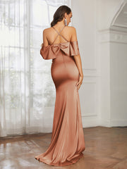Robe de Bal Sirène en Satin à Décolleté en Cœur Bronzer
