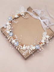 Bandeau Feuille de Filles de Mariage avec Perles
