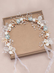 Bandeau Feuille de Filles de Mariage avec Perles