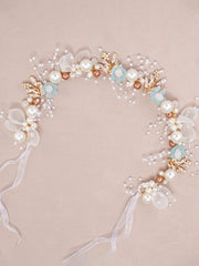 Bandeau Feuille de Filles de Mariage avec Perles