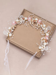Bandeau Feuille de Filles de Mariage avec Perles