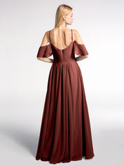 Robe Empire en Mousseline à Épaules Dénudées avec Poches terracotta Grande Taille