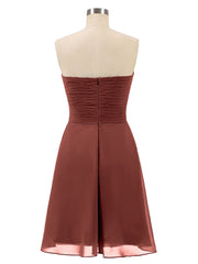Sans Bretelles Robe Demoiselle d'honneur Courte avec Col en Cœur terracotta Grande Taille