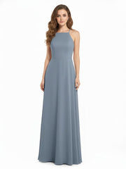 Dos Bas Simple Mousseline Robes De Demoiselle d'Honneur Bleu Poudré Grande Taille