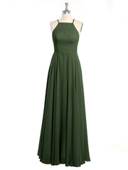 Dos Bas Simple Mousseline Robes De Demoiselle d'Honneur Olive Verte Grande Taille