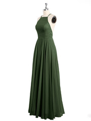 Dos Bas Simple Mousseline Robes De Demoiselle d'Honneur Olive Verte