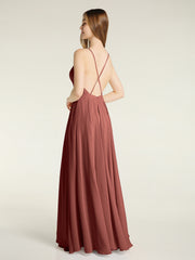 Dos Bas Simple Mousseline Robes De Demoiselle d'Honneur terracotta