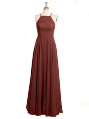 Dos Bas Simple Mousseline Robes De Demoiselle d'Honneur terracotta