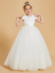 Robes de Fille Gracieuses avec Appliques en Dentelle et Mancherons