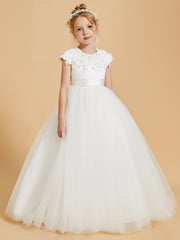 Robes de Fille Gracieuses avec Appliques en Dentelle et Mancherons