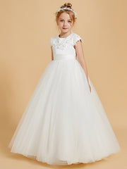 Robes de Fille Gracieuses avec Appliques en Dentelle et Mancherons