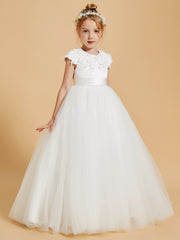 Robes de Fille Gracieuses avec Appliques en Dentelle et Mancherons