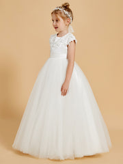 Robes de Fille Gracieuses avec Appliques en Dentelle et Mancherons