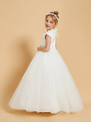 Robes de Fille Gracieuses avec Appliques en Dentelle et Mancherons