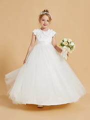 Robes de Fille Gracieuses avec Appliques en Dentelle et Mancherons