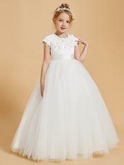Robes de Fille Gracieuses avec Appliques en Dentelle et Mancherons