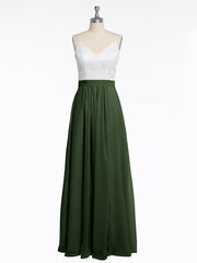 Ivoire Dentelle Corsage Mousseline Jupe Robes Avec Fente Olive Verte