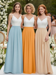 Ivoire Dentelle Corsage Mousseline Jupe Robes Avec Fente Mandarine