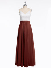 Ivoire Dentelle Corsage Mousseline Jupe Robes Avec Fente terracotta
