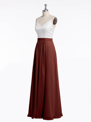 Ivoire Dentelle Corsage Mousseline Jupe Robes Avec Fente terracotta