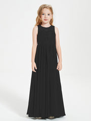 Robes Longues de Demoiselle d'Honneur Junior Haut en Dentelle Illusion Noir