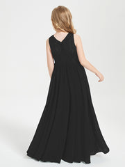Robes Longues de Demoiselle d'Honneur Junior Haut en Dentelle Illusion Noir