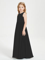 Robes Longues de Demoiselle d'Honneur Junior Haut en Dentelle Illusion Noir