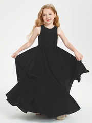 Robes Longues de Demoiselle d'Honneur Junior Haut en Dentelle Illusion Noir