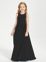 Robes Longues de Demoiselle d'Honneur Junior Haut en Dentelle Illusion Noir
