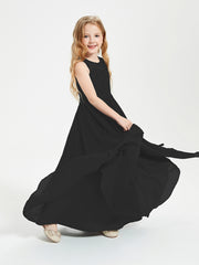 Robes Longues de Demoiselle d'Honneur Junior Haut en Dentelle Illusion Noir