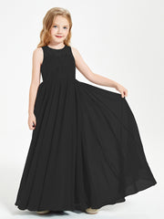 Robes Longues de Demoiselle d'Honneur Junior Haut en Dentelle Illusion Noir