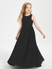 Robes Longues de Demoiselle d'Honneur Junior Haut en Dentelle Illusion Noir