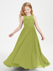 Robes Longues de Demoiselle d'Honneur Junior Haut en Dentelle Illusion Trèfle