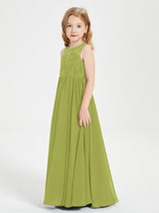 Robes Longues de Demoiselle d'Honneur Junior Haut en Dentelle Illusion Trèfle
