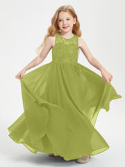 Robes Longues de Demoiselle d'Honneur Junior Haut en Dentelle Illusion Trèfle