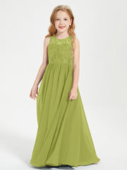 Robes Longues de Demoiselle d'Honneur Junior Haut en Dentelle Illusion Trèfle