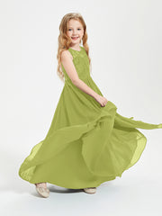Robes Longues de Demoiselle d'Honneur Junior Haut en Dentelle Illusion Trèfle