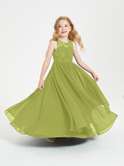 Robes Longues de Demoiselle d'Honneur Junior Haut en Dentelle Illusion Trèfle