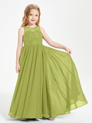 Robes Longues de Demoiselle d'Honneur Junior Haut en Dentelle Illusion Trèfle