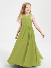 Robes Longues de Demoiselle d'Honneur Junior Haut en Dentelle Illusion Trèfle