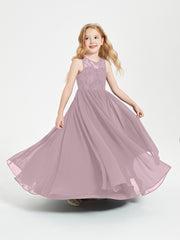 Robes Longues de Demoiselle d'Honneur Junior Haut en Dentelle Illusion Dusk