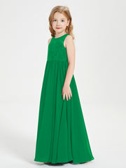 Robes Longues de Demoiselle d'Honneur Junior Haut en Dentelle Illusion Emeraude