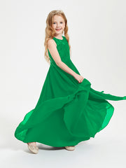Robes Longues de Demoiselle d'Honneur Junior Haut en Dentelle Illusion Emeraude