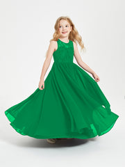 Robes Longues de Demoiselle d'Honneur Junior Haut en Dentelle Illusion Emeraude