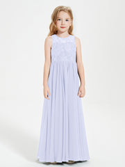 Robes Longues de Demoiselle d'Honneur Junior Haut en Dentelle Illusion Lavande