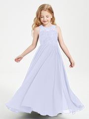 Robes Longues de Demoiselle d'Honneur Junior Haut en Dentelle Illusion Lavande
