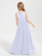 Robes Longues de Demoiselle d'Honneur Junior Haut en Dentelle Illusion Lavande