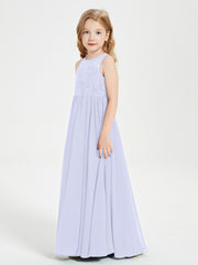 Robes Longues de Demoiselle d'Honneur Junior Haut en Dentelle Illusion Lavande